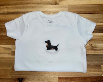 Adorable Dachshund Embroidered Baby Onesie