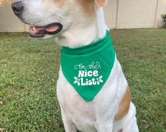 On the Nice/Naughty List Christmas Holiday Dog Bandana