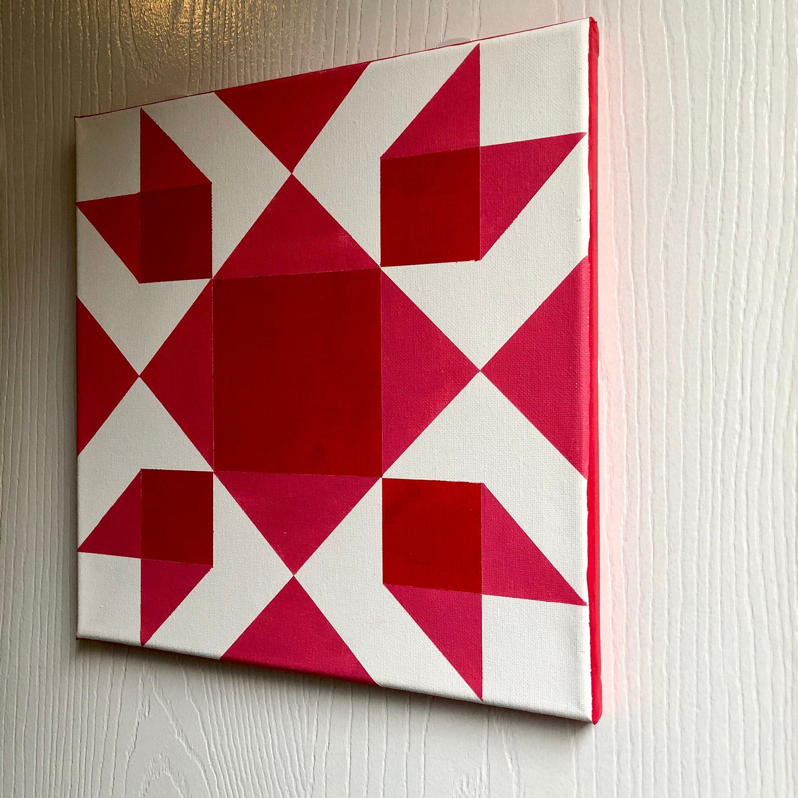 Quilt Block Painting Pink 12x12 Etsy