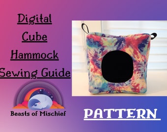 Digital Sewing Guide for Cube Hammock, Cave hammock, Small animal bedding, Sew your own!