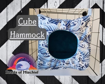 Cube Hammock | Square Hammock | Rat Hammock | Ferret Hammock | Sleep Cube for Ferret, Rat, Guinea Pigs, Chinchilla | Cage Accessories