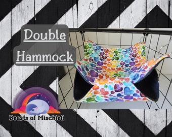 Double Hammock | Bunk Bed Hammock | Two Tier Honeycomb Hammock | Ferret, Rat, Guinea Pig, Chinchilla | Cage Accessories | Ready to Ship