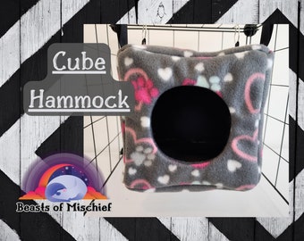 Cube Hammock | Square Hammock | Rat Hammock | Ferret Hammock | Sleep Cube for Ferret, Rat, Guinea Pigs, Chinchilla | Cage Accessories