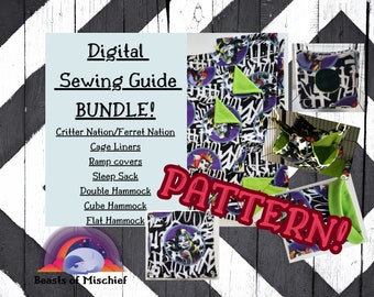 BUNDLE Digital Sewing Guide for Cage Liners, Critter Nation Ferret Nation Cage Liners, Small animal bedding, Sew your own! Villains