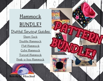 HANGMAT BUNDEL Digitale naaigids voor slaapzak, knuffelzak, platte hangmat, beddengoed voor kleine dieren, kooiaccessoires, naai je eigen! Sterren