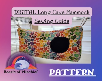 Digital Sewing Guide for Long Cave Hammock, Cube hammock, Small animal bedding, Sew your own!