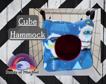 Cube Hammock | Square Hammock | Rat Hammock | Ferret Hammock | Sleep Cube for Ferret, Rat, Guinea Pigs, Chinchilla | Cage Accessories