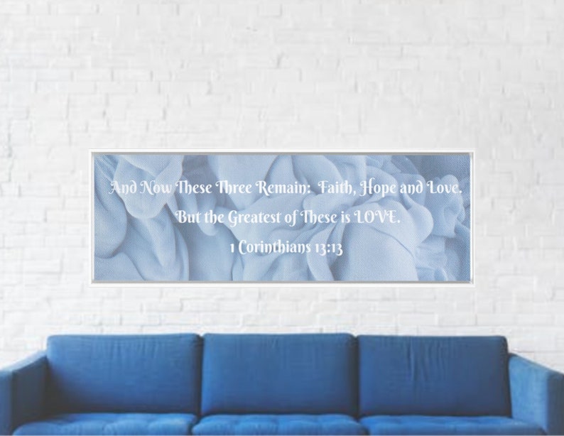 Light Blue Wall Art Home Decor Canvas with Christian Scripture Etsy