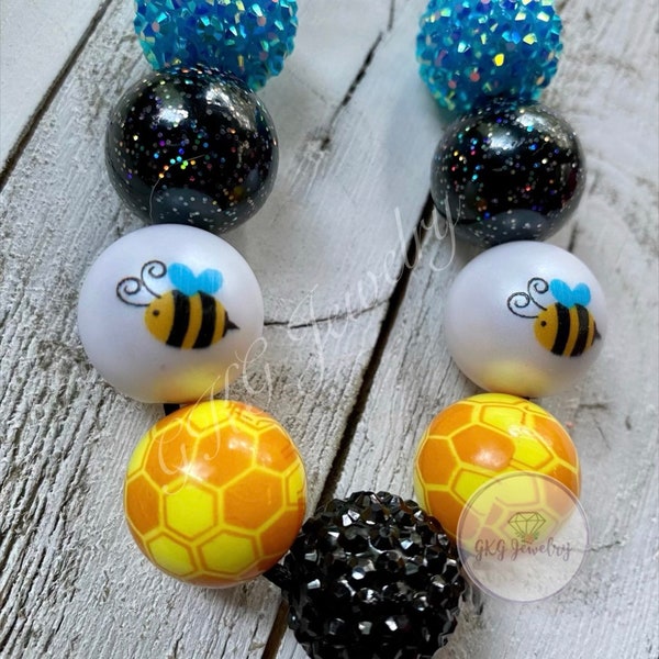 Blue Bumblebee Bubblegum Necklace