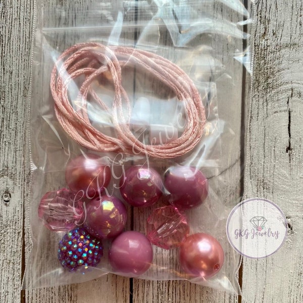 DIY Mauve Beaded Bubblegum Necklace Kit