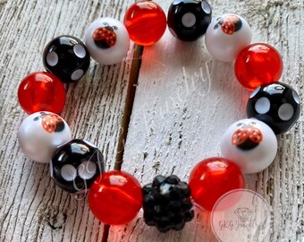 Ladybug Stretch Bracelet | Ladybug Bracelet for Girls | Kids Bracelet | Matching Necklace Bracelet | Cute Bug Jewelry
