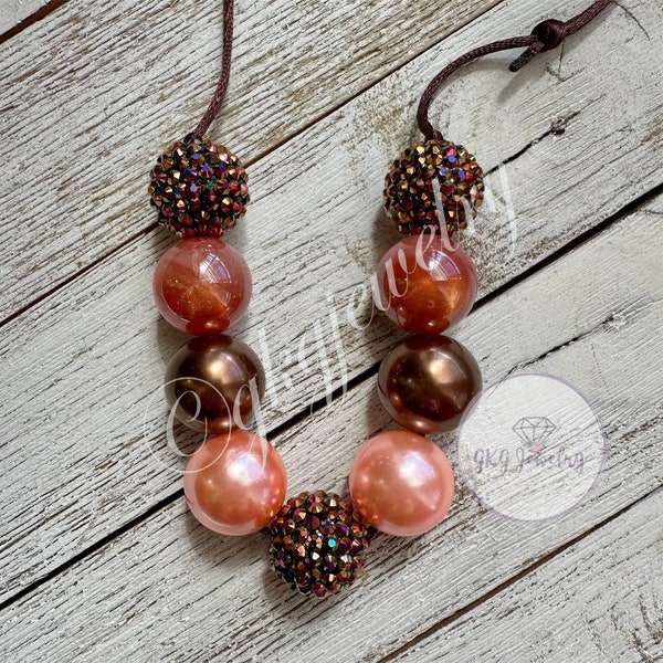 Pink, Coral and Brown Bubblegum Necklace