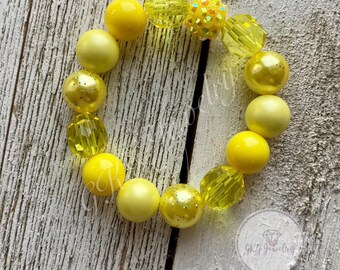 Daffodil Stretch Bracelet | Yellow Beaded Bracelet | Girls Bracelet | Kids Bracelet | Matching Necklace Bracelet | Handmade Jewelry