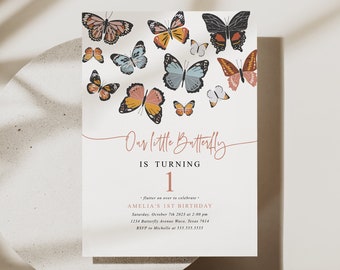 Butterfly Invitation, Boho Butterfly, Butterfly Birthday Invitation, Butterfly Girl Birthday Party, Printable File, 63
