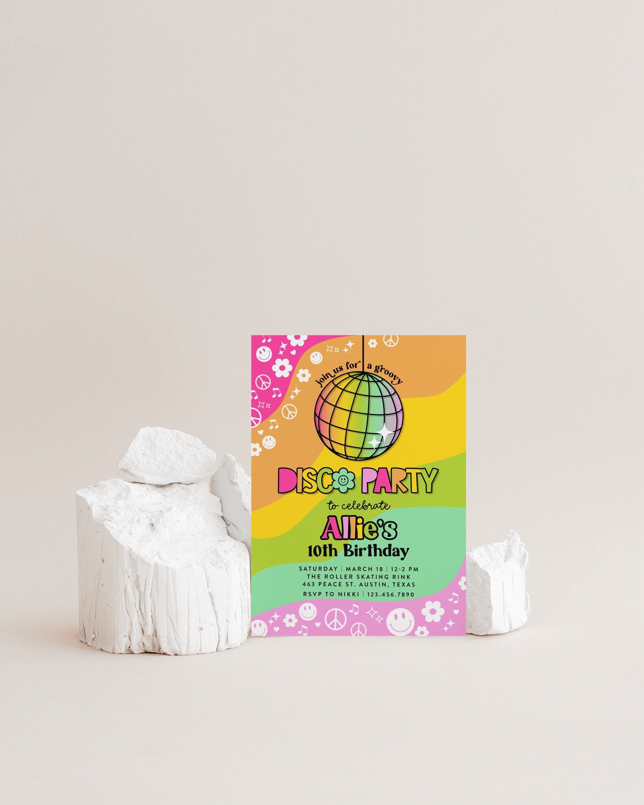 ALLIE Groovy Disco Party Invitation Hippie Disco Etsy