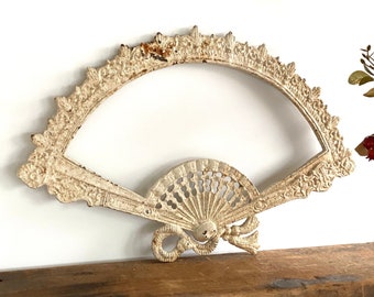 Antique Cast Iron Fan Mirror Frame | Steampunk Craft Project Piece | Beautiful Victorian Gallery Wall Frame!