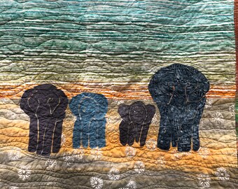 Elephant Family,  homemade baby/lap quilt, machine wash & dry 100% cotton