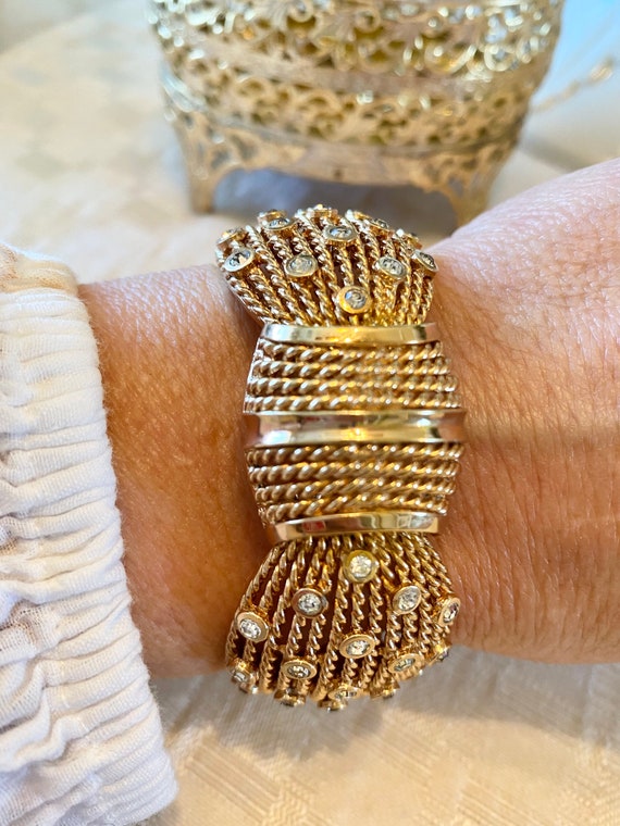 Boucher cuff bracelet with bezel set diamanté rhi… - image 7