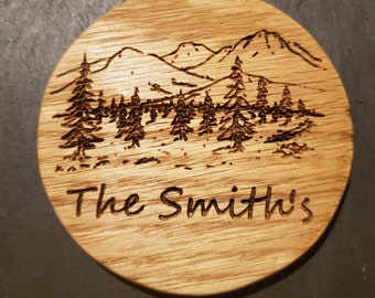 Set of 4 Personalized wood Coasters