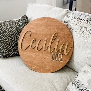 Nursery Name Sign | 3D Custom Name Sign | Baby Shower Gift | Round Wood Name Sign | Baby Name Sign | Name Reveal | Nursery Theme | Crib Sign