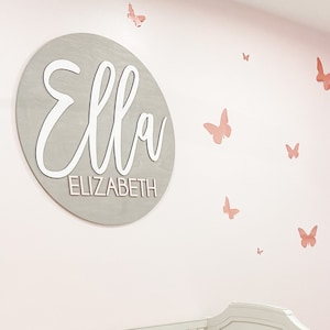 Nursery Name Sign | 3D Custom Name Sign | Baby Shower Gift | Round Wood Name Sign | Baby Name Sign | Name Reveal | Nursery Theme | Crib Sign