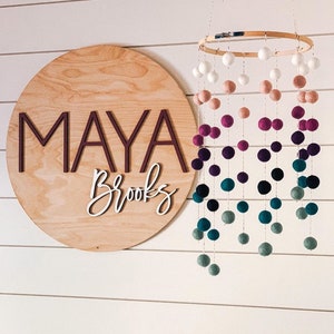 Nursery Name Sign | 3D Custom Name Sign | Baby Shower Gift | Round Wood Name Sign | Baby Name Sign | Name Reveal | Nursery Theme | Crib Sign