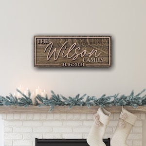 3D Family Name Sign, Farmhouse Decor, Rustic Name Sign, Wedding Gift, Anniversary Gift, Family Established Sign, Custom Family Name Sign