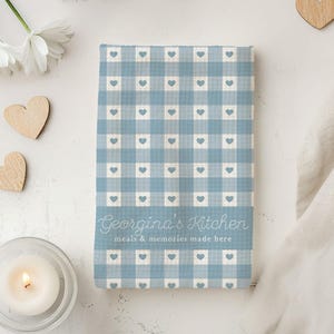 Personalized Kitchen Hand Towel, Personalized Kitchen Towel, Custom Waffle Hand Towel, Cute Gingham Kitchen Towel, Kitchen Gift for Mom