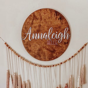 Round Nursery Name Sign | Custom Name Sign | Baby Shower Gift | Round Wood Name Sign | Baby Name Sign | Round Name Sign for Girl | Baby Name