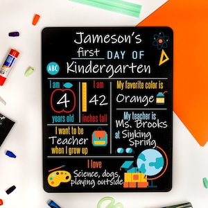 First Day of School Sign, Last Day of School Sign, Back to School Chalkboard, Kindergarten Sign, Personalized Sign, Dry Erase Board