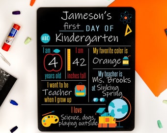 First Day of School Sign, Last Day of School Sign, Back to School Chalkboard, Kindergarten Sign, Personalized Sign, Dry Erase Board