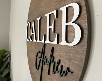 Nursery Name Sign | 3D Custom Name  | Baby Shower Gift | Round Wood Name Sign | Baby Name Sign | Nursery Wall Decor | Wooden Newborn Gift