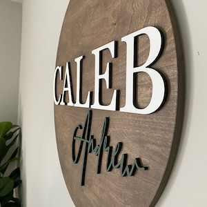 Nursery Name Sign | 3D Custom Name  | Baby Shower Gift | Round Wood Name Sign | Baby Name Sign | Nursery Wall Decor | Wooden Newborn Gift