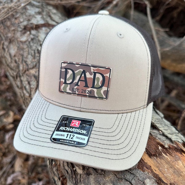 Casquette trucker papa personnalisée, cadeau de Noël pour papa, cadeau nouveau papa, cadeau pour mari, casquette trucker, chapeau grand-père en similicuir, extérieur, camouflage