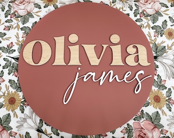 Baby Name Sign| Nursery Wall Art| Custom Name Sign| Boho Wall Decor |Nursery Art |Round Wood Name Sign |Wooden Sign |Floral Nursery Theme