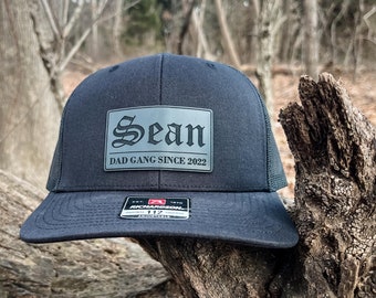Dad Personalized Trucker Hat, Leather Patch Hat for Dads, Gifts for Dad, Dad Hat, Father's Day Gift, Dad Gang Hat, Custom Hat