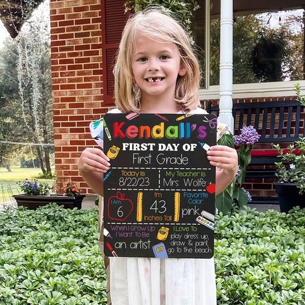 First Day of School Sign, Back to School Sign, Reusable School Sign, Kindergarten Sign, School Photo Prop, Crayon School Sign
