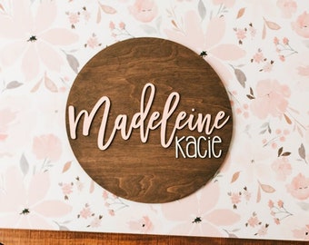 Round Nursery Name Sign | Custom Name Sign | Baby Shower Gift | Round Wood Name Sign | Baby Name Sign | Boho Wood Name Sign for Nursery