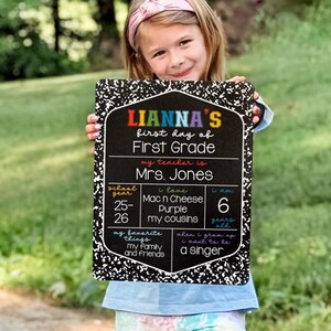 First Day of School Sign, Last Day of School Sign, Back to School Chalkboard, Kindergarten Sign, Personalized Sign, Cute Back to School sign