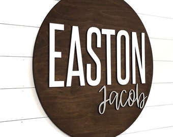 Nursery Name Sign | 3D Custom Name Sign | Baby Shower Gift | Round Wood Name Sign | Baby Name Sign | Name Reveal | Name Sign for Nursery Boy