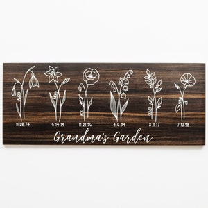 Custom Grandma Gift, Gift For Nana, Mother's Day Gift, Custom Wooden Sign, Grandma's Garden, Personalized Birth Month, Gift From Grandkids image 3