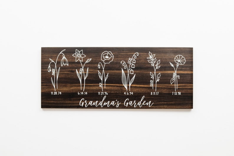 Custom Grandma Gift, Gift For Nana, Mother's Day Gift, Custom Wooden Sign, Grandma's Garden, Personalized Birth Month, Gift From Grandkids image 3