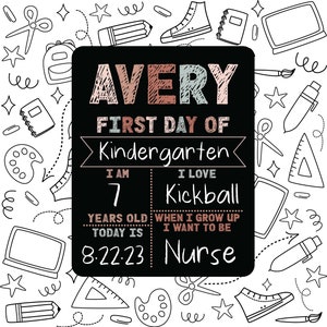 Boho First Day of School, 11x14 inches, Last Day of School Sign, Back to School Sign Chalkboard Kindergarten Preschool 1st Day Sign