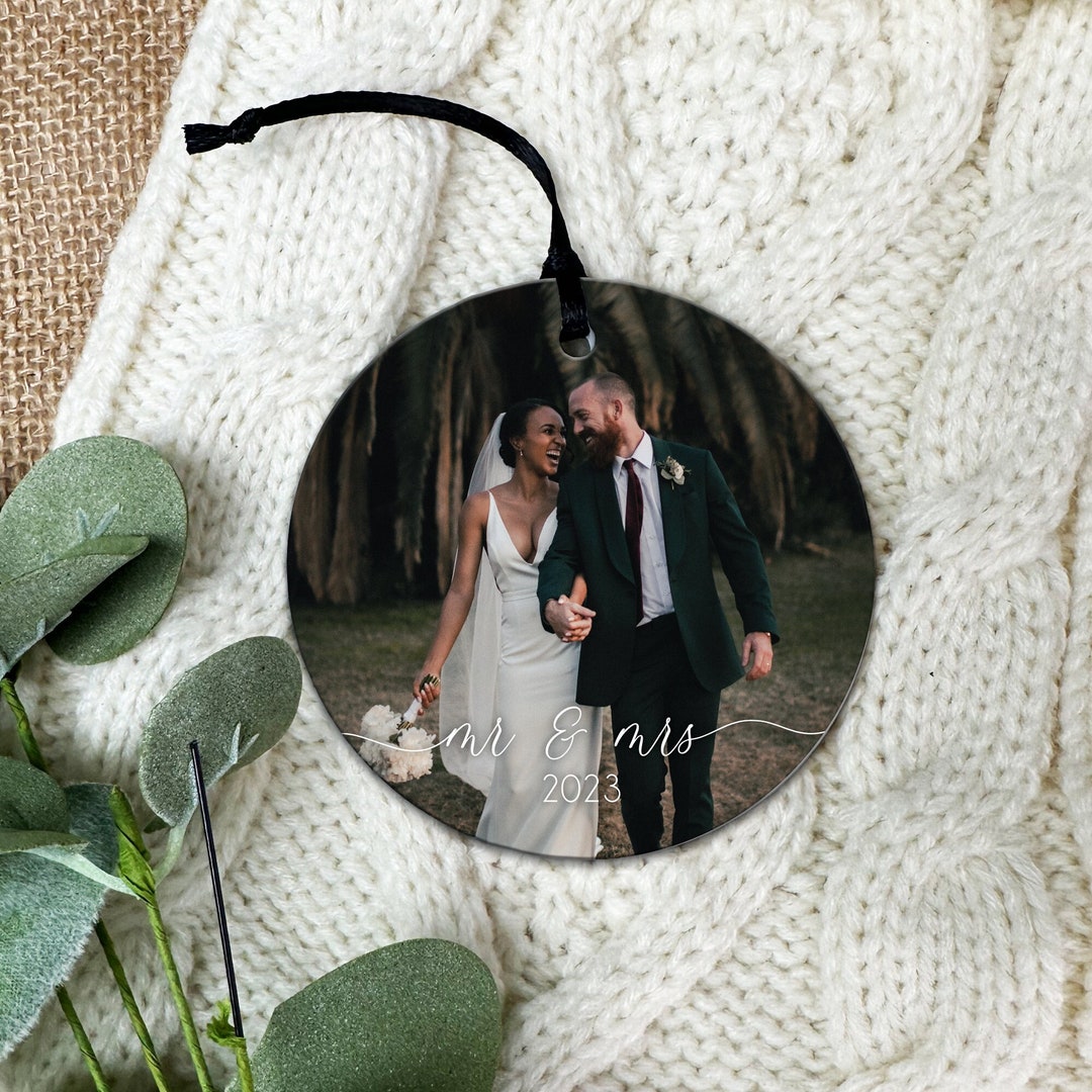 Personalized Married Couple Christmas Ornament, Custom Photo Keepsake ...