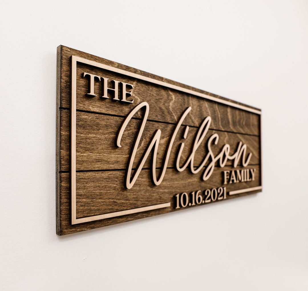 3D Family Last Name Sign, Anniversary Gift, Farmhouse Family, Housewarming Gift, Custom Family Sign, Wooden Name Sign, Christmas Gift