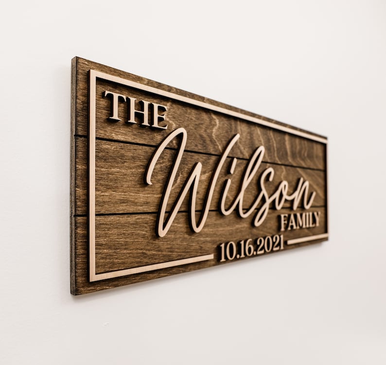 3D Family Last Name Sign, Anniversary Gift, Farmhouse Family, Housewarming Gift, Custom Family Sign, Wooden Name Sign, Christmas Gift