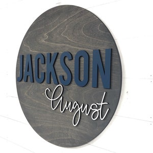 Nursery Name Sign | 3D Custom Name Sign | Baby Shower Gift | Round Wood Name Sign | Baby Name Sign | Name Reveal | Nursery Theme | Crib Sign