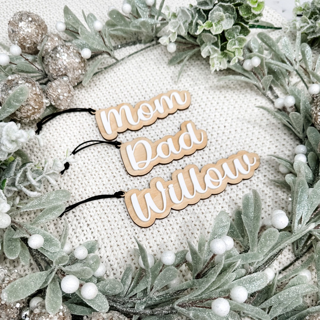 3D Christmas Ornament Name Tag, Christmas Stocking Name Tags, Layered Wooden Stocking Tag