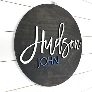 Round Nursery Name Sign | Custom Name Sign | Baby Shower Gift | Round Wood Name Sign | Baby Name Sign | Name Reveal | Newborn Christmas Gift