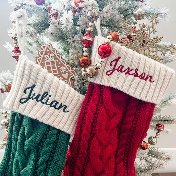 Personalized Family Christmas Stockings, Personalized Knit Stockings, Xmas Family Gifts, Holiday Decor, Personalized Christmas Sockings